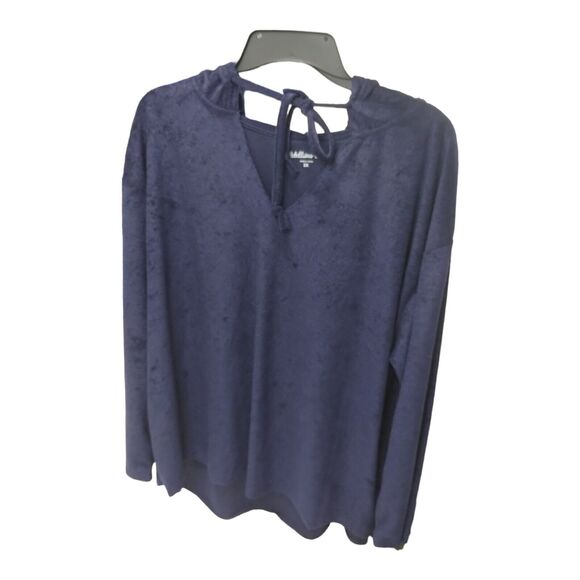 Rebellious One Women's Sweater Trendy Loop Terry Hoodie long sleeve Sz 2X Blue - Picture 2 of 9